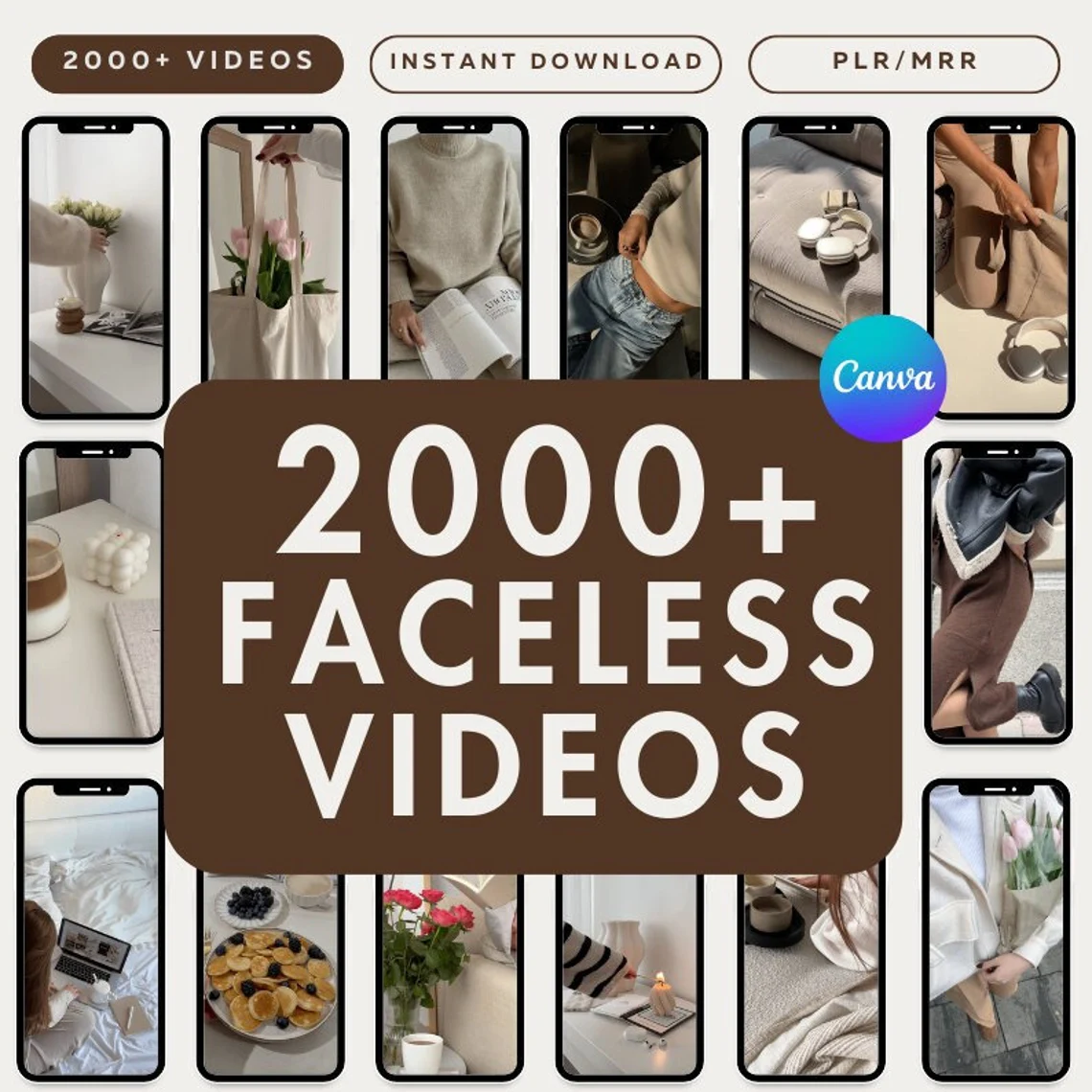 2000+ Faceless Aesthetic Videos Photo Bundle for Instagram Reels, Faceless Digital Marketing Videos, Canva